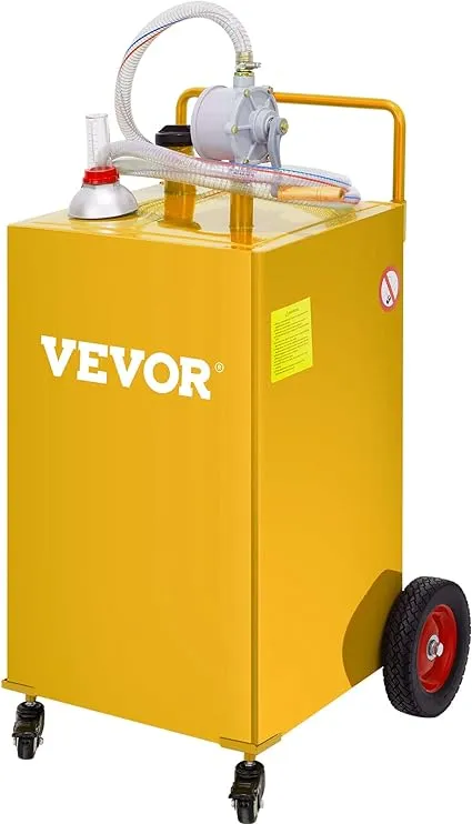 VEVOR 30 Gallon Gas Caddy Fuel Diesel Oil Transfer Tank, 4 Wheels Portable, Pump