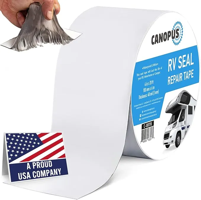 CANOPUS RV Sealant Tape, White, 4 Inch x 20 Feet, Roof Patch Repair Tape, Waterproof Leak Tape for RV punctures, Boat Sealing, Camper, Awning, Canopy, Tents, Tarpaulin and Greenhouse