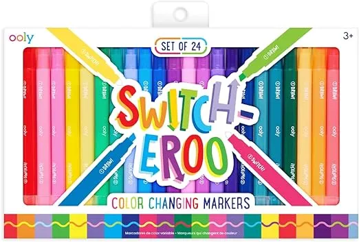 Ooly 24 Pack Switch-eroo Double Sided Color Changing Markers in Vibrant Colors, Color Changeable Markers are Cool Back to School Supplies for Art Projects, Colored Markers for Kids [24 Pack]