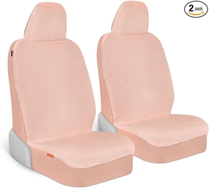 Carbella Sheepskin Car Seat Covers  2-Pack Front Seats Only(Soft Pink)