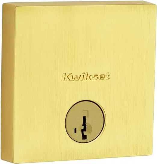 Kwikset 258SQT-26S Downtown Square Contemporary Low Profile Single Cylinder SmartKey Deadbolt