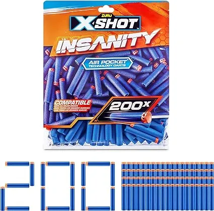 X-Shot Insanity 200 Dart Refill Pack by ZURU, Compatible with X-Shot and Other Brands, Blaster Outdoor Toys