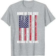 American Flag Veteran For Men Women Kids: Home Of The Free T-Shirt