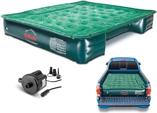 Pittman Outdoors AirBedz Lite PPI PV202C Full Size, Short 6'-6.5' Truck Bed Air Mattress with DC Corded Pump (76"x63"x12" Inflated),Green,Full Size Beds