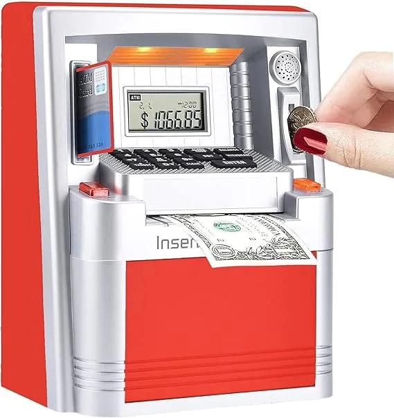 2024 Upgraded LED ATM Piggy Bank for Real Money for Kids with Debit Card, Coi...