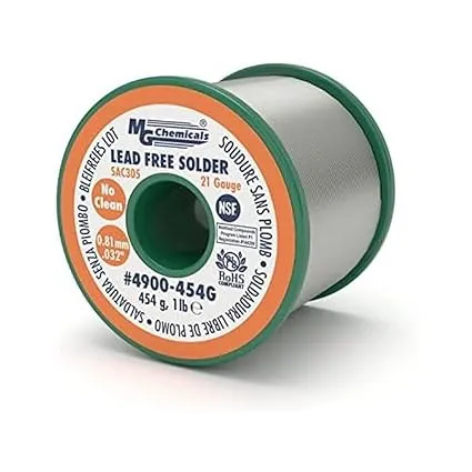 MG Chemicals 4900 SAC305, 96.3% Tin, 0.7% Copper, 3% Silver, No Clean Non Leaded Solder, 0.032" Diameter, 1/4 lbs Spool