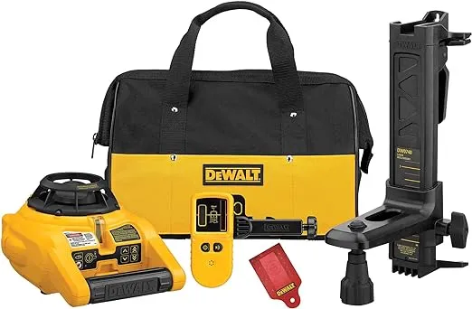 DEWALT Rotary Laser Level Kit, Indoor/Outdoor Survey Laser Transit (DW074KD), Black