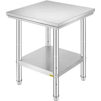 Mophorn 30x18x34 Inch Stainless Steel Work Table 3-Stage Adjustable Shelf with 4 Wheels Heavy Duty Commercial Food Prep Worktable with Brake for Kitchen Prep Work