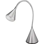 OttLite Cone LED Desk Lamp with Flexible Neck (Silver) - Lightweight & Adjustable Wide Angle Spread Desk Lamp with Energy-Efficient Natural Daylight LEDs for Home Office, Desk, & Dorms