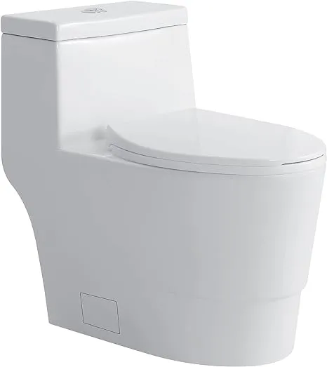 Fine Fixtures MOTB12W Modern Dual Flush Elongated One-Piece Toilet (Seat Included)