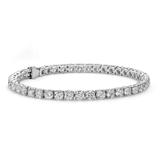 Cate & Chloe Kaylee 18k White Gold Plated Tennis Bracelet with AAA Round Cut Cubic Zirconia Crystals, Sparkling CZ Crystal Bracelet for Women, Simulated Diamond Bracelet