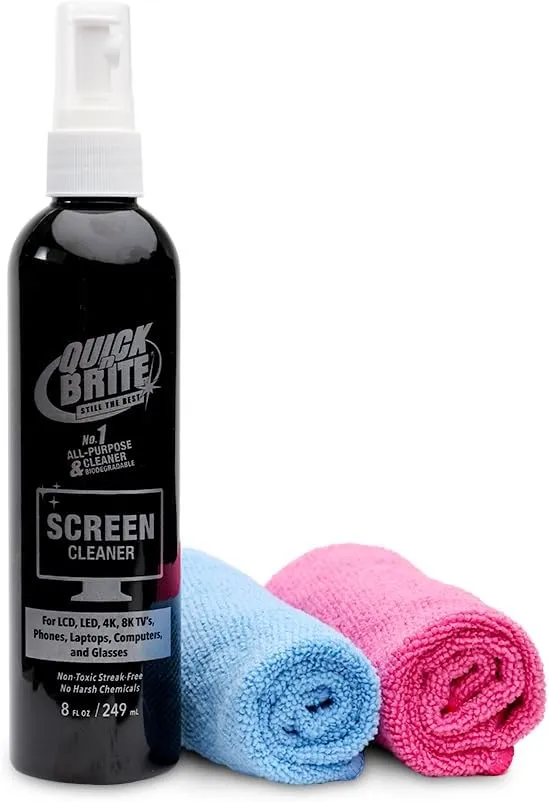 Quick'n Brite Screen Cleaner Kit 8oz Best on LED & LCD TV Computer Monitor Laptop ...