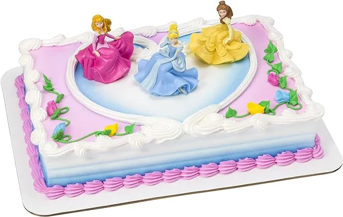 DecoSet® Disney Princess Once Upon a Moment Cake Topper, 3-Pc Decorations Set with Aurora, Belle, and Cinderella Collectible Figure for Hours of Fun After the Party