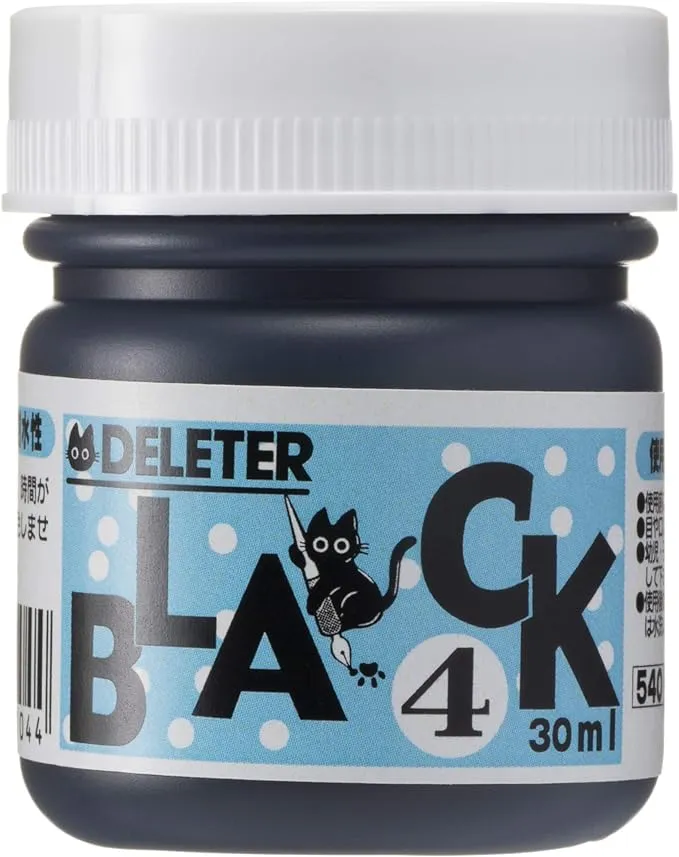 Deleter Manga Ink, Black 4, Versatile, Marker & Water Proof Extra Black Ink, Matte Black, 30ml/Bottle, 1 Bottle (341-0005),1-Pack