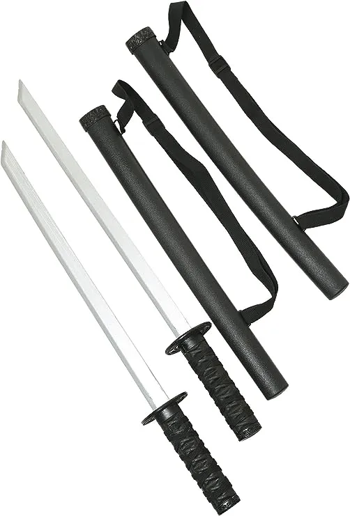 Two Sword Ninja Set - Toy Swords with Scabbards and Adjustable Straps, Complete Costume Accessory for Ages 14+