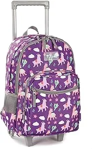 Tilami Rolling Backpack 18 inch Double Handle with Lunch Bag Wheeled Kids Backpack for Girls and Boys, Purple Alpaca