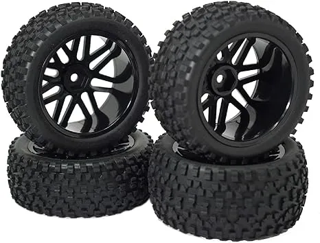 12Mm Hex Wheel Rims Mesh Shape Rubber Tires with Sponge 88Mm/3.46&#034; Replacement 