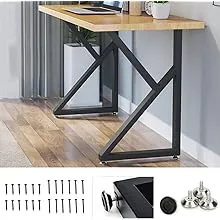 28" Table Legs Desk Legs Industrial Dining Table K Shape Cast Iron Legs Computer Desk Legs Metal Table for DIY Coffee Table Black (H28”xW18”, Set of 2)(A)