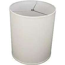 FenchelShades.com 14" Top Diameter x 14" Bottom Diameter 17" Height Cylinder Drum Lampshade USA Made (Pleated White)