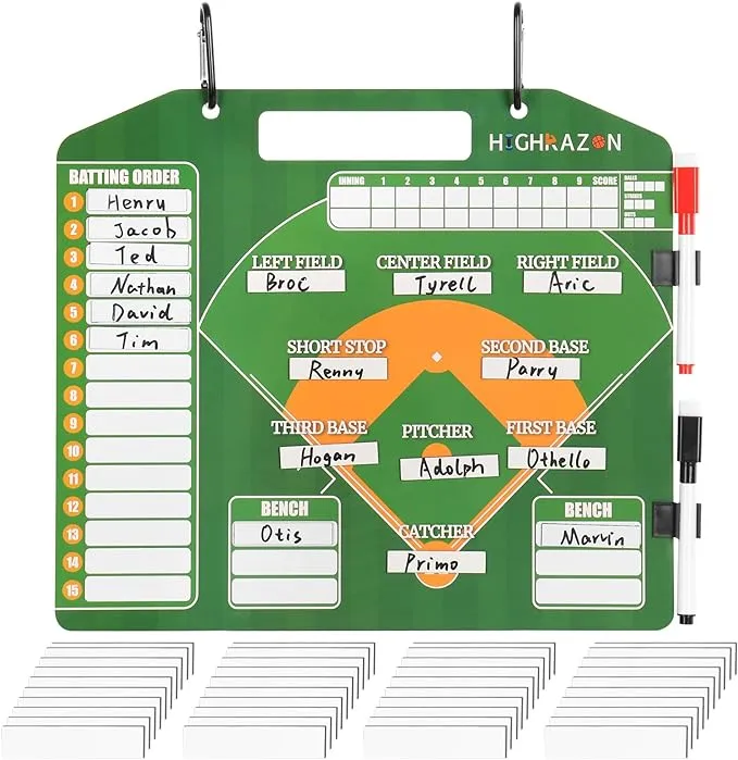 HIGHRAZON Dry Erase Baseball Coaches Clipboard, Baseball Coach Lineup Board, Softball Coaches Whiteboard, Premium Tactical Lineup Board,