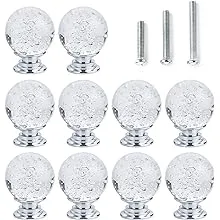 10 PCS Crystal Cabinet Knobs Round Glass Bubbles Dresser Knobs Smooth Drawer Knobs Handle for Home, Cabinet, Drawer and Dresser Hardware with 3 Different Size Screws, 30MM (Blue)