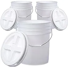 Hudson Exchange 5 Gallon (3 Pack) Bucket Pail Container with Gamma Seal Lid, Food Grade BPA Free HDPE, Natural