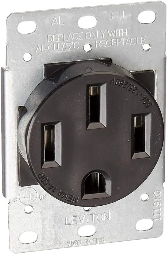 Leviton 50 amps 125/250 V Duplex Black Outlet 14-50R 1 pk