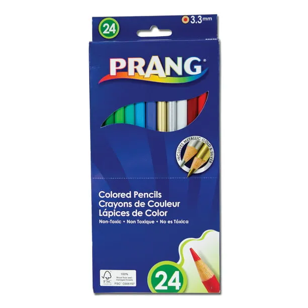 Prang Colored Pencils, Assorted Colors, 3.3 mm core, 24 Count