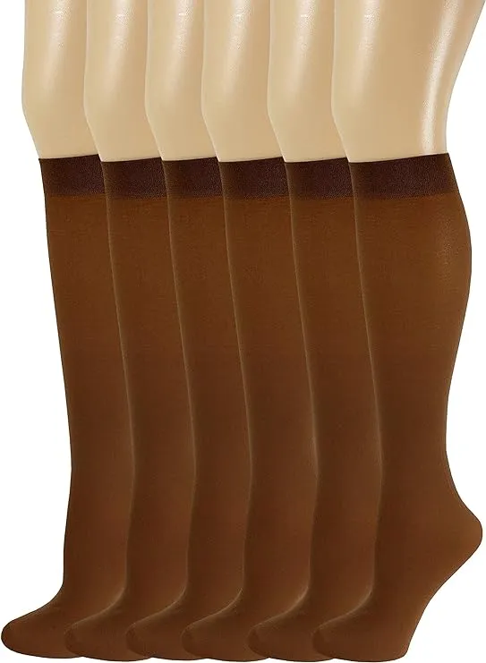 SUMONA 6 Pairs Women Opaque Stretchy Spandex Knee High Trouser Socks