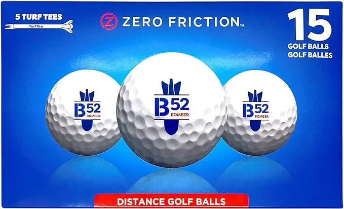 Zero Friction B52 Distance Golf Ball, 15Pk, White