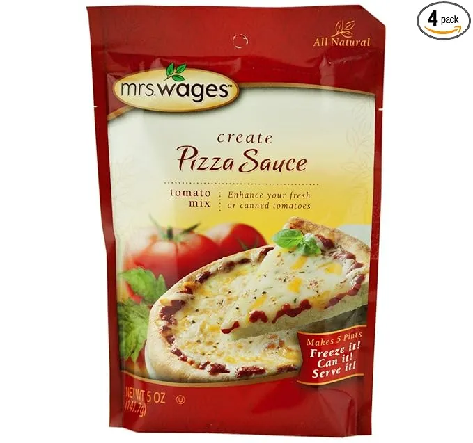 Mrs. Wages Pizza Sauce Tomato Seasoning Mix, 5 Oz. Pouch (Pack of 4) 