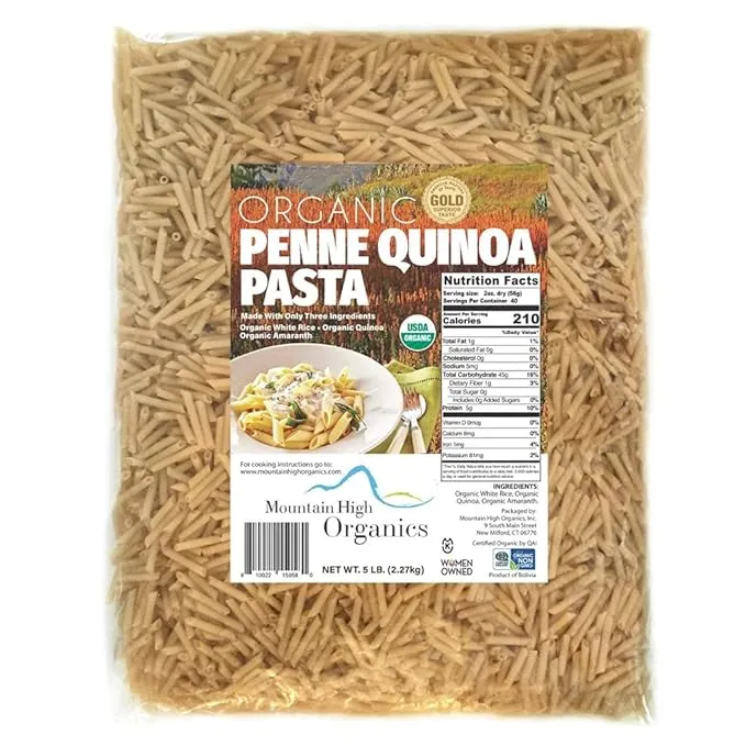 Mountain High Organics Gluten Free Organic Quinoa Pasta, Penne - 5lb Bag