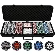 500pc Poker Chips - Pro Poker Clay Poker Chip Set - Casino Quality Clay Poker Chips with Denomination Numbers for Texas Holdem - New Upgraded Poker Chip Case - Poker Chips Set