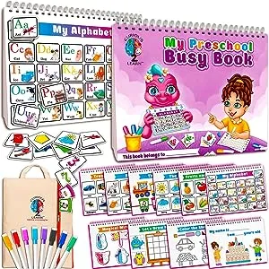 Curious 2 Learn Montessori Busy Book for Toddlers Ages 3 and Up, Pre K Preschool Learning Activities Book - Autism Sensory Learning & Education Toys Kindergarten Workbook (Pink)