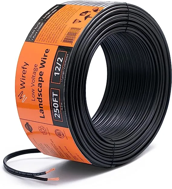 Wirefy 12/2 Low Voltage Landscape Lighting Wire - 12-Gauge 2-Conductor 100 Feet