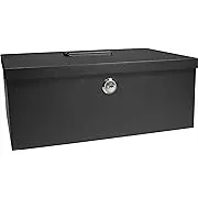 BARSKA 12-Inch Cash Box and 6 Compartment Tray with Key Lock , Black