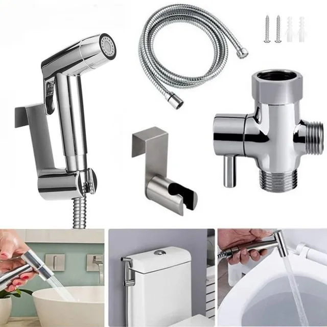 Handheld Bidet Sprayer for Toilet, Brushed Nickel Bidet Attachment for Toilet Adjustable Water Pressure Control with Bidet Hose for Feminine Wash Baby Diaper Cloth