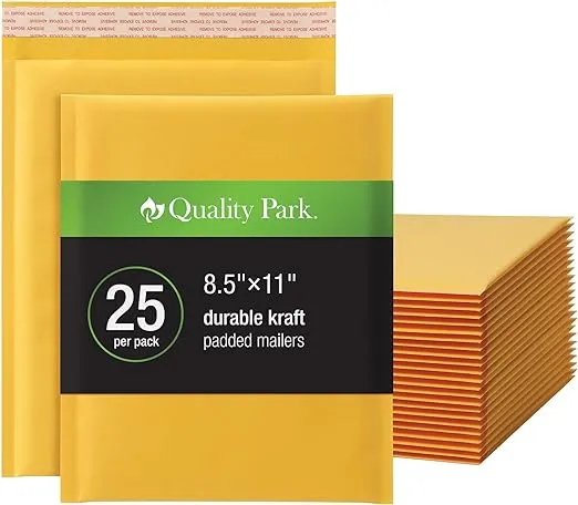 Quality Park Bubble Mailers - Bubble - 8 1/2" Width x 11" Length - Strip - 25 / Box - Brown Kraft