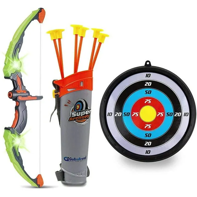 ToyVelt Kids Bow and Arrow Set with LED Lights, 10 Suction Arrows, Target & Quiver, Kids Archery Set, Toy Bow and Arrow for Kids 4-12, Bow Arrow Indoor & Outdoor, Best Gift for Boys & Girls - Pink