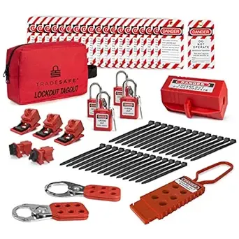 TRADESAFE Lockout Tagout Kit, LOTO Kit 34 delar, 1 nyckel per lås för elektrisk låsning