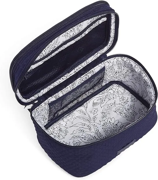 Vera Bradley Women's Microfiber Brush Up Cosmetic Makeup Organizer Case, Classic Navy, One Size