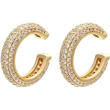 Ear Cuffs for Women - CZ Paved Hoop Conch Cuff Earrings for Men - Sparkle Rhinestones Clip On Wrap Earrings Non Pierced