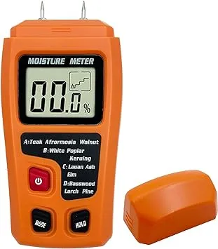 Digital Wood Moisture Meter Wood Humidity Tester Hygrometer Timber Damp Detector Large LCD Display (Orange)