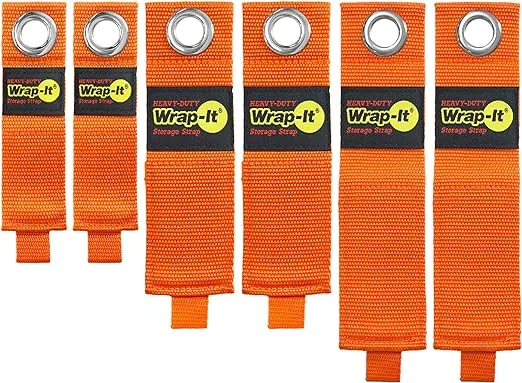 Heavy-Duty Wrap-It Storage Straps - 7-inch (6-Pack) Blaze Orange - Garage Organizer and Appliance Cord Holder for Home Storage Essentials