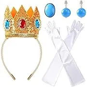 Girls Princess Costume Accessories Crown Earrings Gloves Halloween Dress Up Birthday Party Supplies