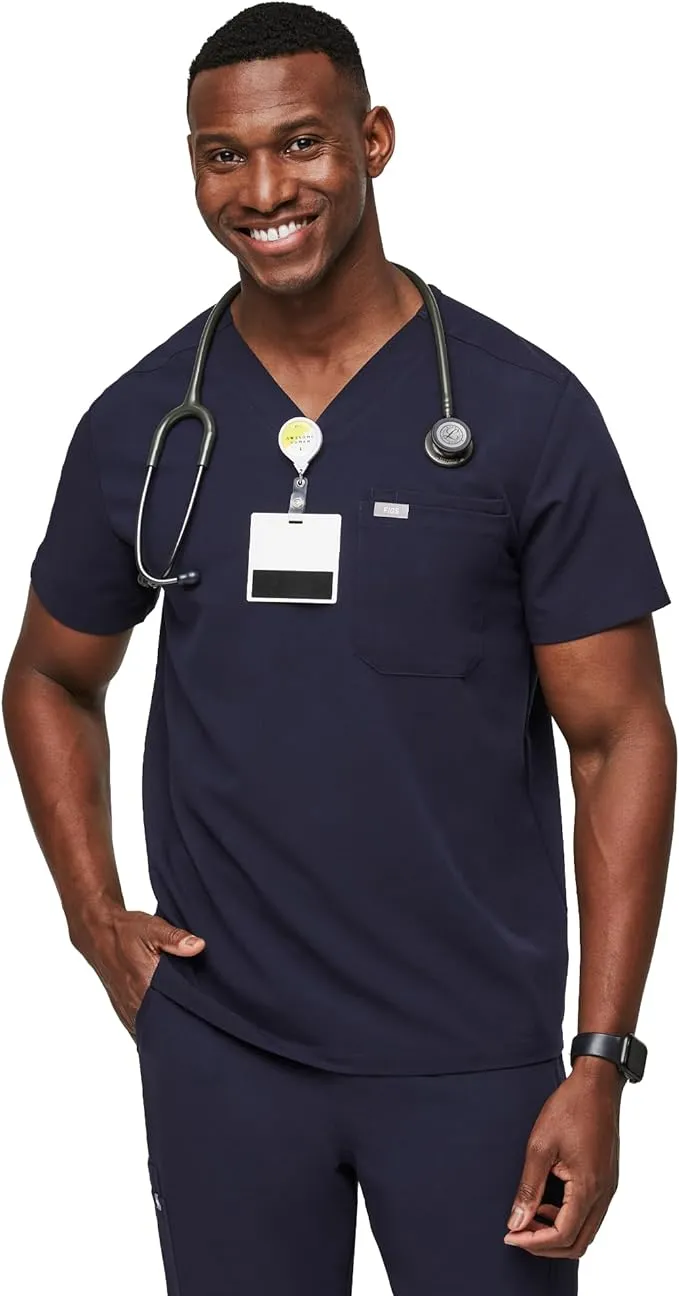 Figs Mens Navy Leon - Three-Pocket Scrub Top