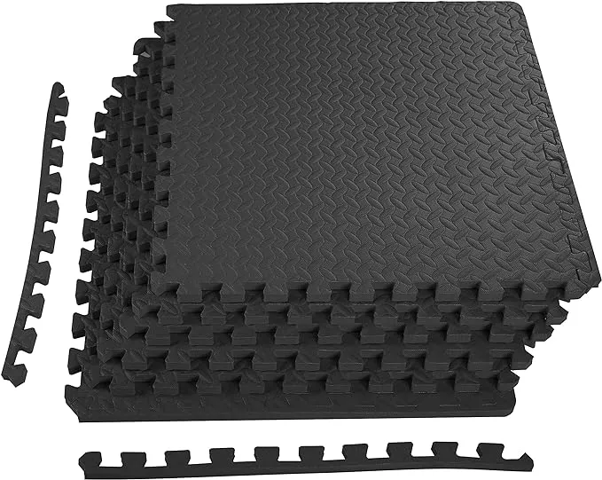 Balancefrom Puzzle Exercise Mat with EVA Foam Interlocking Tiles, Black