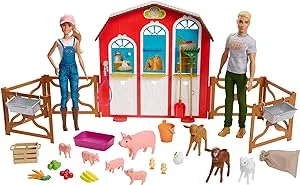 ​Barbie Sweet Orchard Farm Barn Playset with Barbie and Ken Dolls for 3 to 8 Year Olds