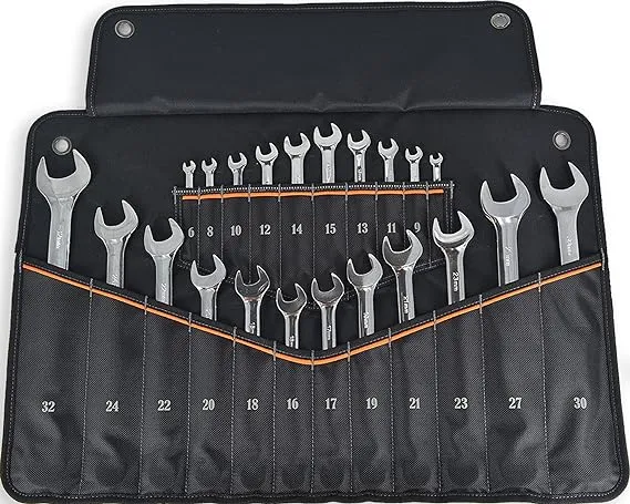 WELKINLAND 22-Pockets Wrench Roll, 0.25-1.25" Wrench-Set Tool Roll, Wrench roll Bag, Tool wrap, Wrench Bag, Wrench wrap, Wrench Sleeve, Wrench Pouch, Wrench Tool roll, Wrench Holder Bag