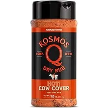 Kosmos Q Cow Cover HOT BBQ Rub | Savory & Spicy Blend | Great on Brisket, Steak, Ribs & Burgers | Best Barbecue Rub | Meat Seasoning & Spice Dry Rub | 10.5 oz Shaker Bottle